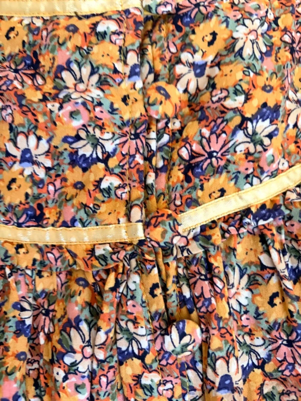 NATURAL LIFE Floral A-Line Skirt - Ribbon & Button Detailing & Front Slit - Picture 3 of 4